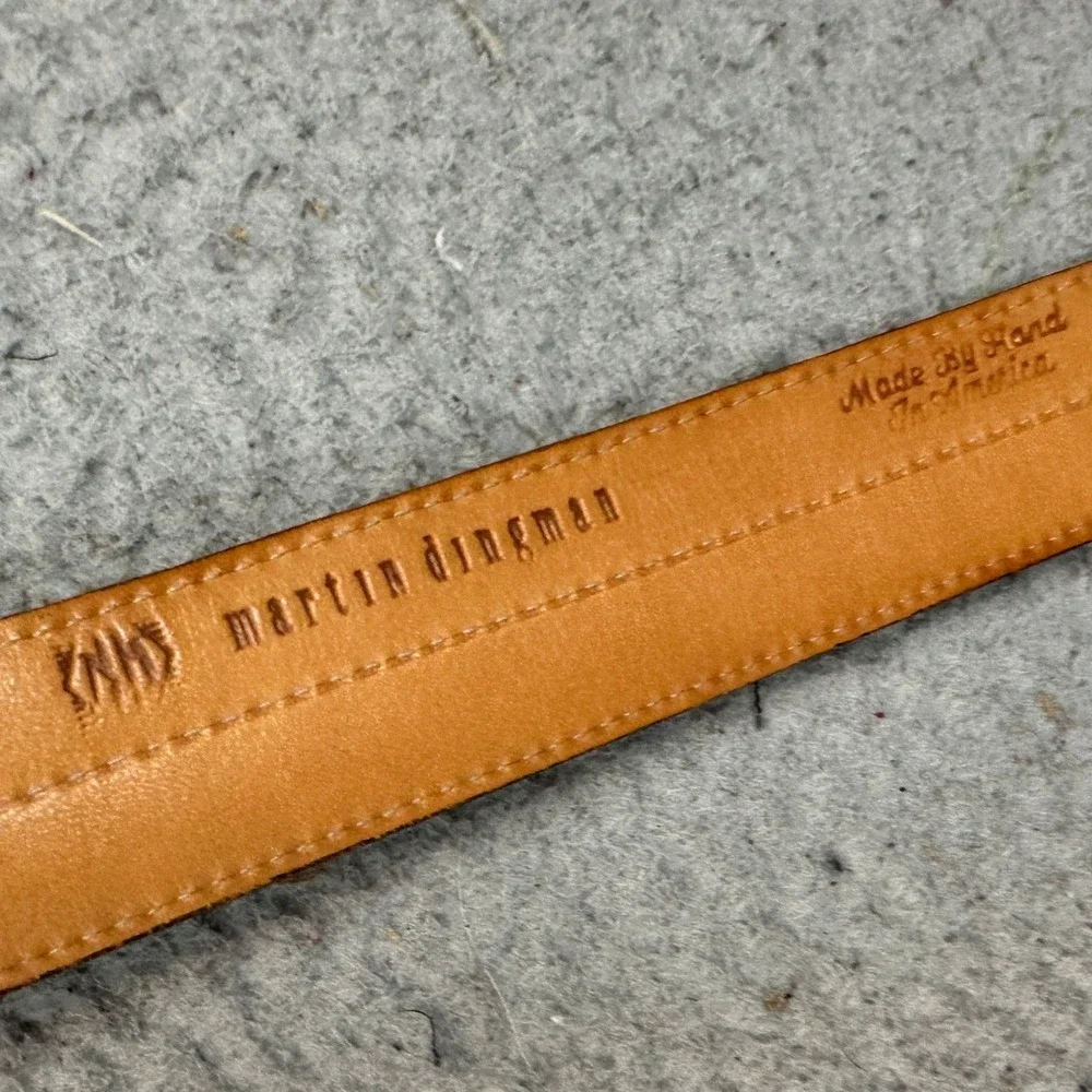 Martin Dingman Belt Mens 44 Alligator Grain Italian Calfskin Brown Western EUC